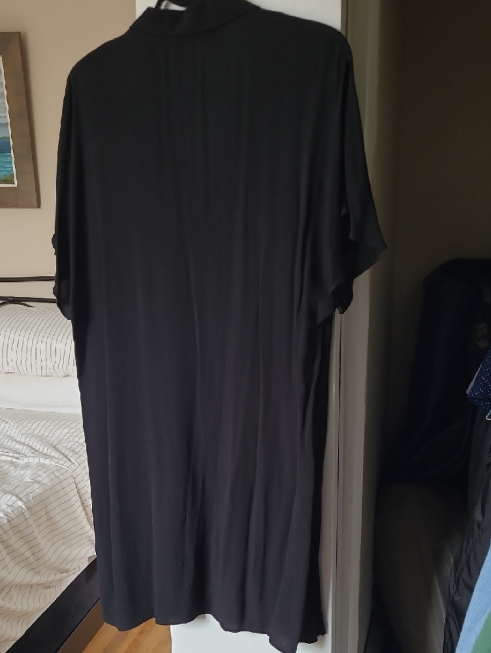 Wilfred Black Button-Up Shirt Dress Large Short Sleeve Flowy - Picture 10 of 11